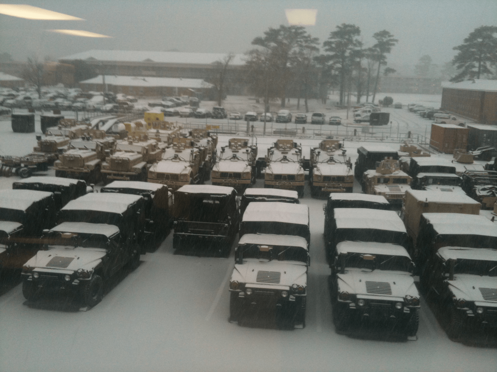 Snowy HMMWV's showing the reason there are transferable skills from Military Service when issues arise in planning