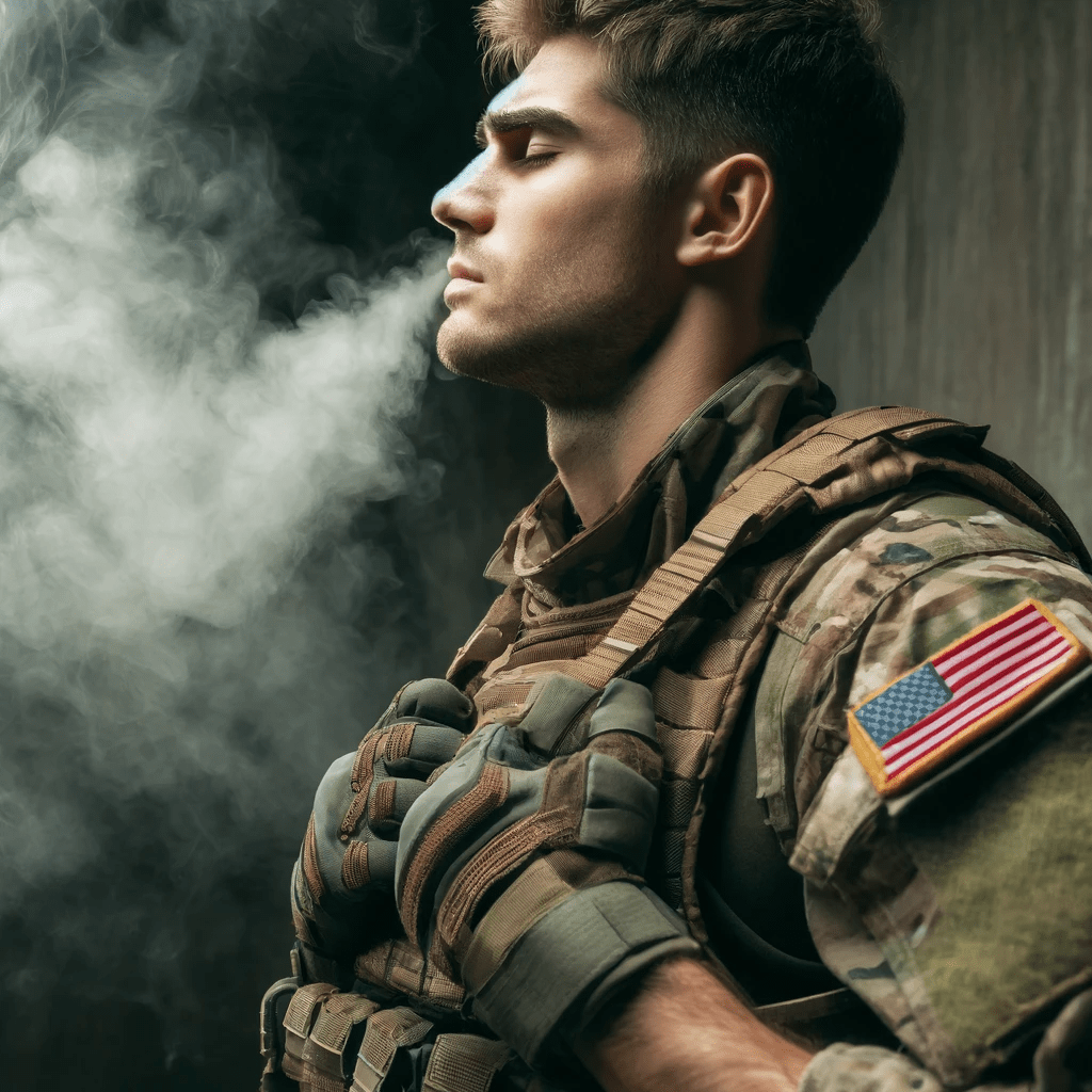 Soldier taking a combat pause