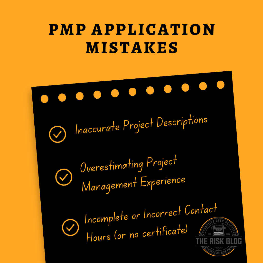 PMP Application Mistakes list