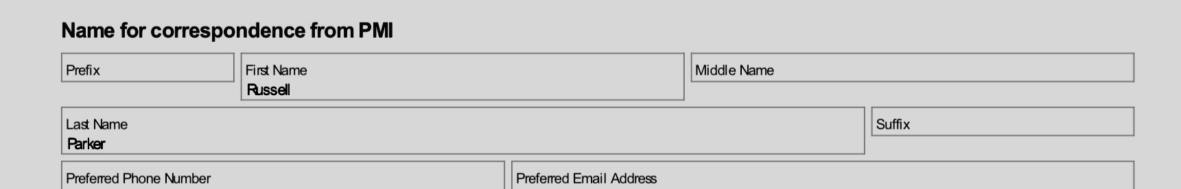 PMP Application Name