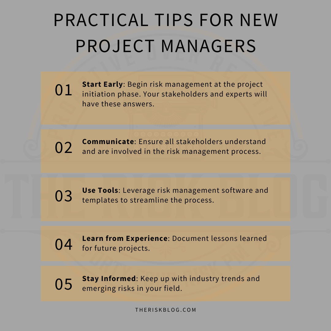 List of practical tips for new project managers trying to tactical the definition of risk