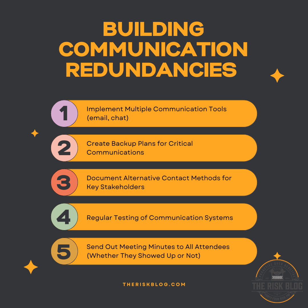 Communication Redundancies are critical to project management communication, so here are some ways of doing it.