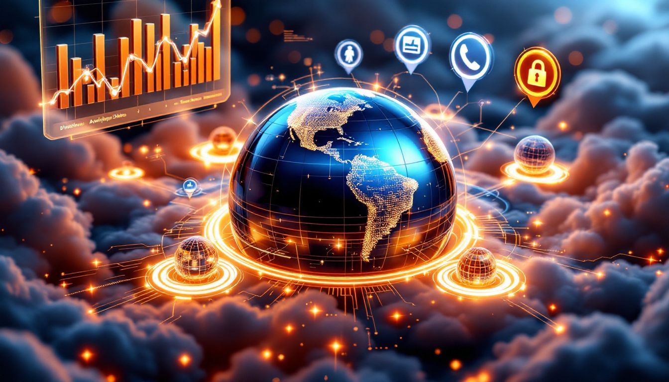 AI Image of the world spinning in clouds - symbolizing our need to manage risks technological changes