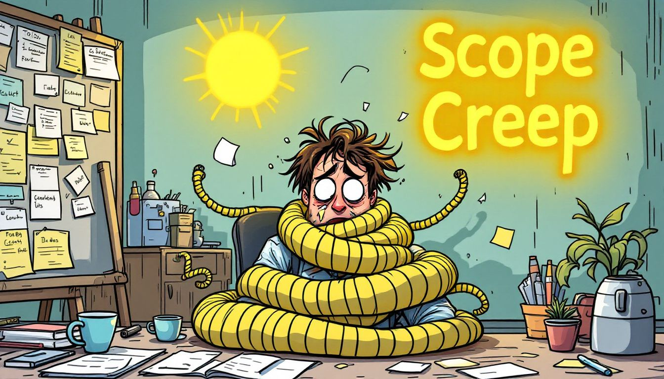 Project manager dealing with Scope Creep challenges in Agile development.